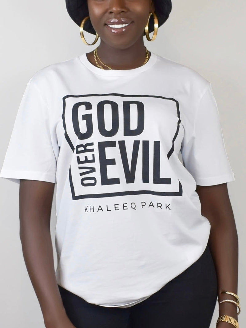 GOD OVER EVIL Tee - White